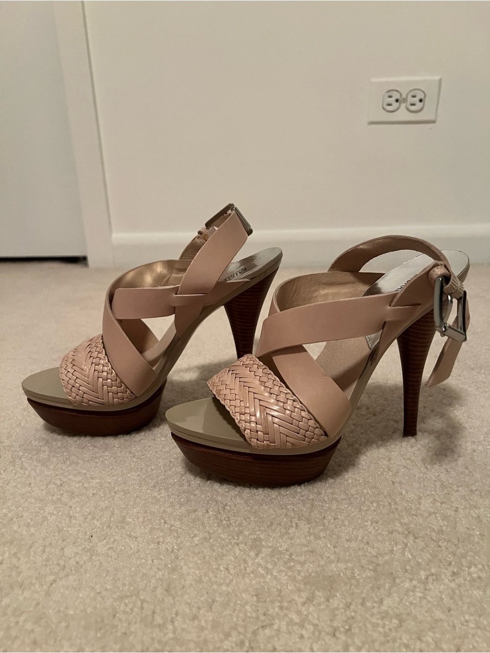 MICHAEL Michael Kors Nude Braided Platform Sandals 6.5